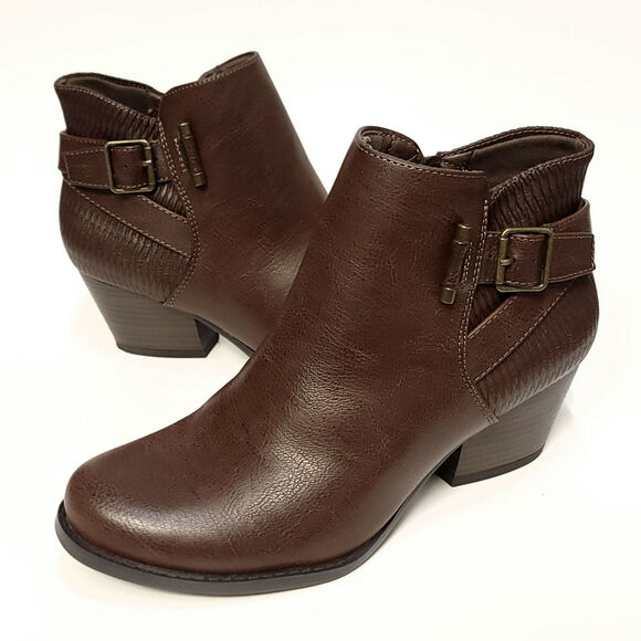 Baretraps Boots Brown Size 7 Reggie Block Heel Bootie Faux Leather Fall - Picture 1 of 15